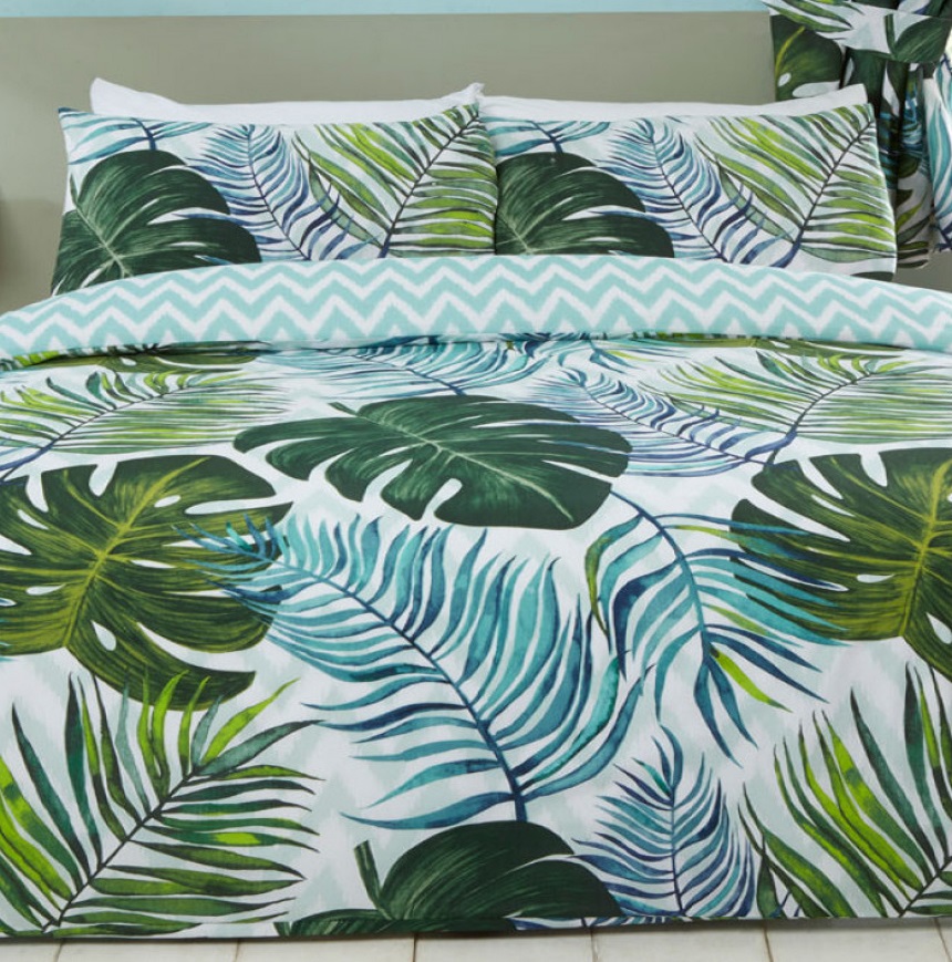 Palm Leaves Tropical Queen Doona Quilt Duvet Doona Cover Set