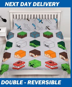 Minecraft Double Doona Cover Set Duvet Quilt Kids Bedding Boys